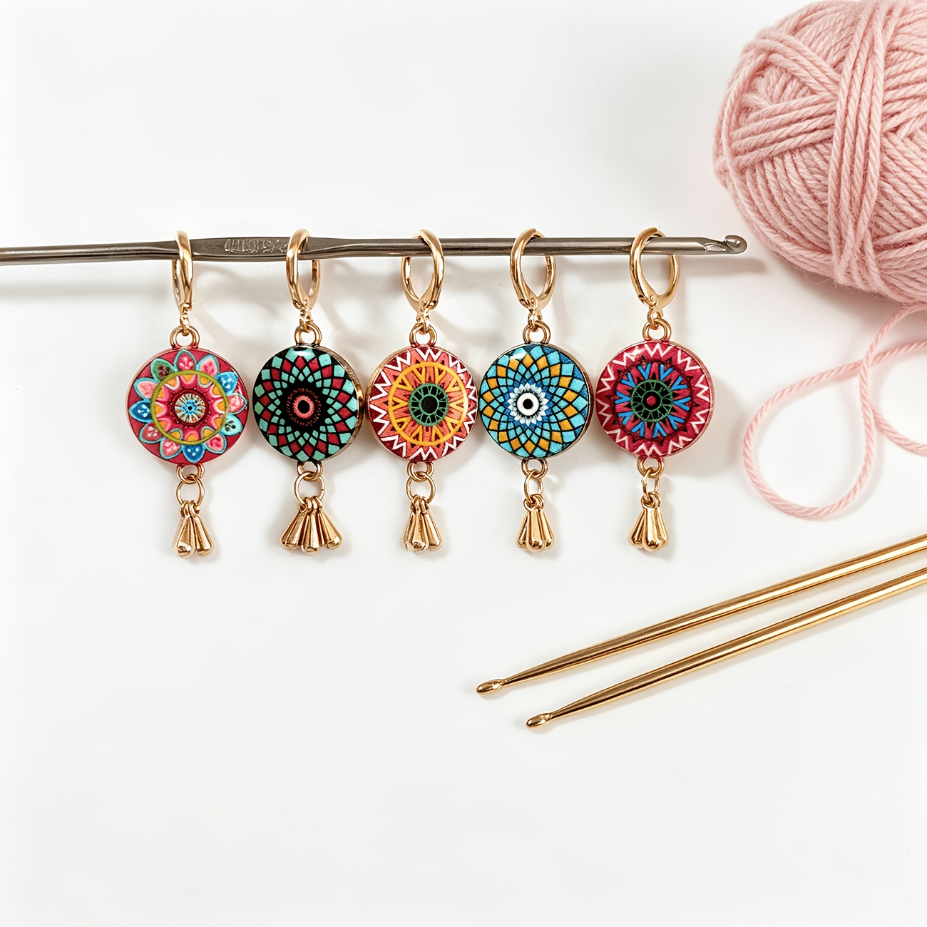 TEMU ["Yeux Mystérieux"] 5pcs Nouveaux Boutons de Marqueur Vintage à en Suspension Faits Main Boutons de Marqueur pour Pull Manteau Boutons de