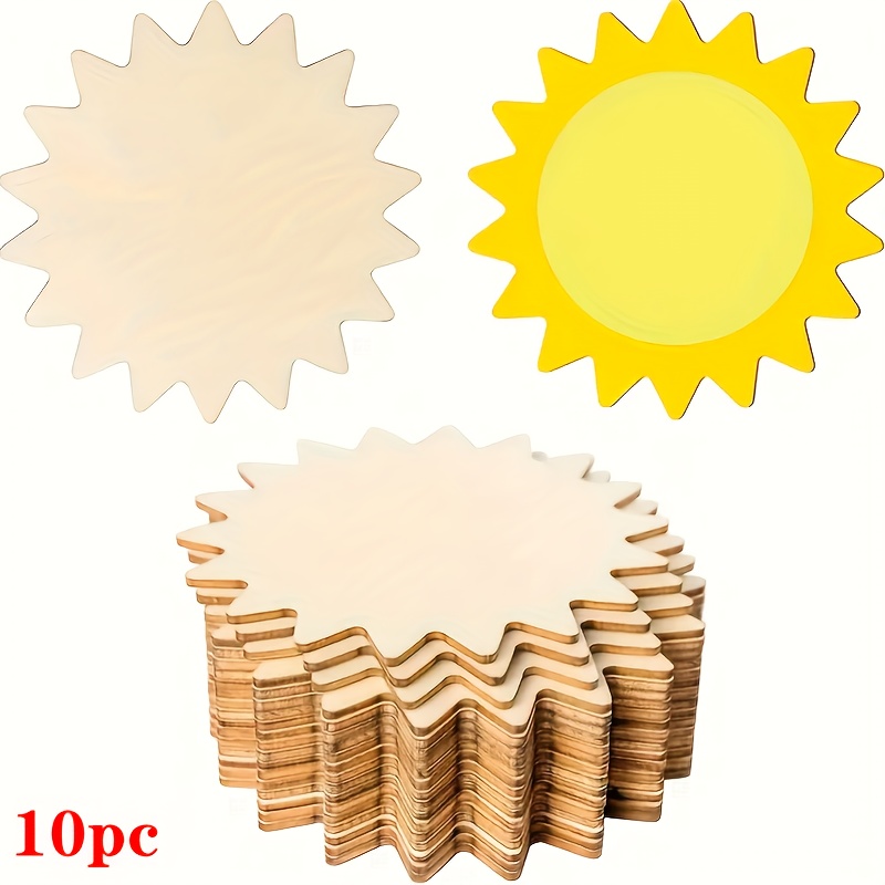 10 Wooden Sun-shaped Pieces For Painting And Doodling Crafts, Wooden Ornaments And Decorations For Festive Celebrations, Weddings, Family Parties, And Birthday Decor