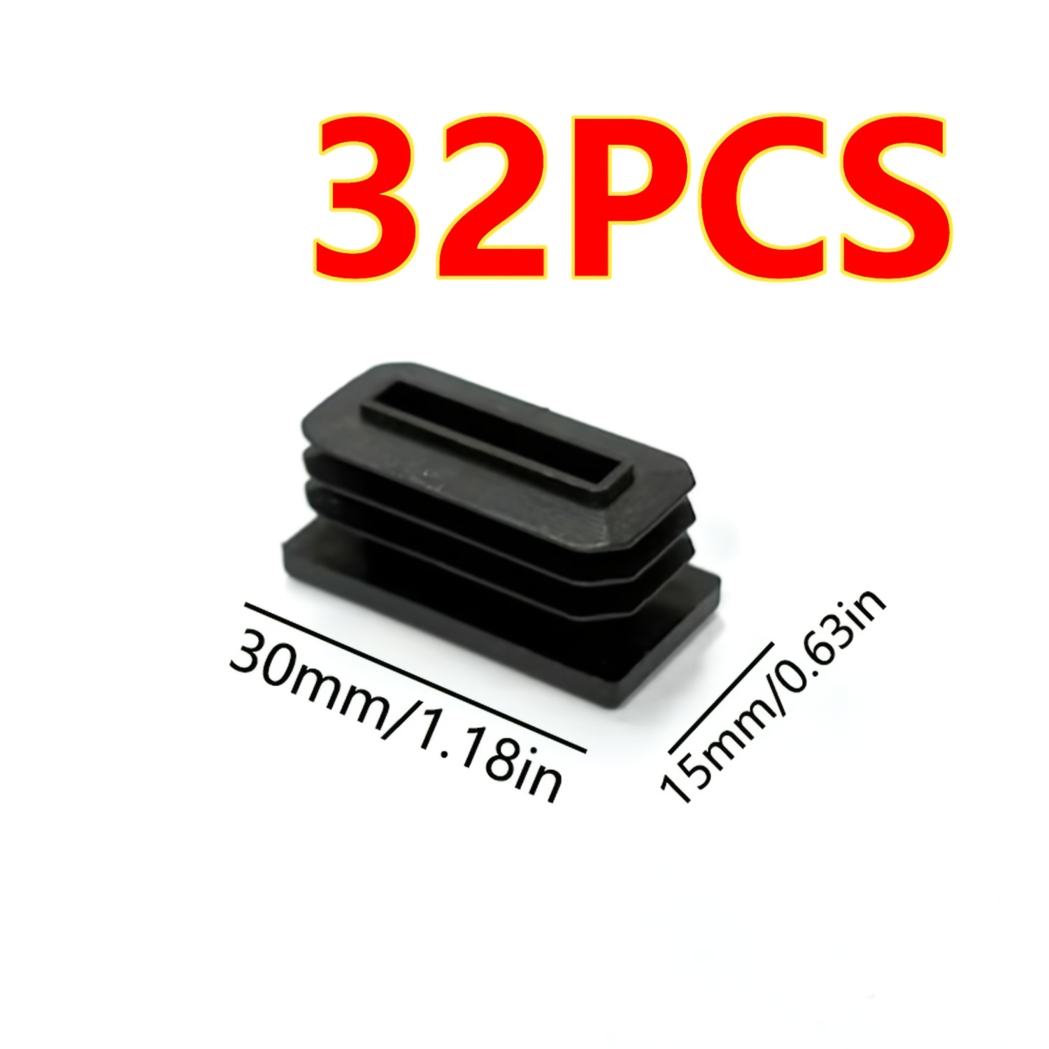 TEMU 32 Piezas de Tapas de Tubo Metálico Rectangular, Tapones de Plástico Rectangular para Tubos, Tapas para Postes de , Inserciones Deslizantes para