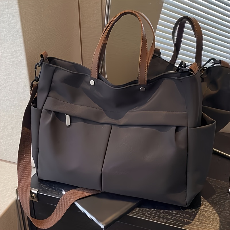 TEMU レディース 大容量トートバッグ 毎日の通勤用ショルダーバッグ マルチコンパートメントサイドポケット付き 軽量デイリートラベル親子バッグ