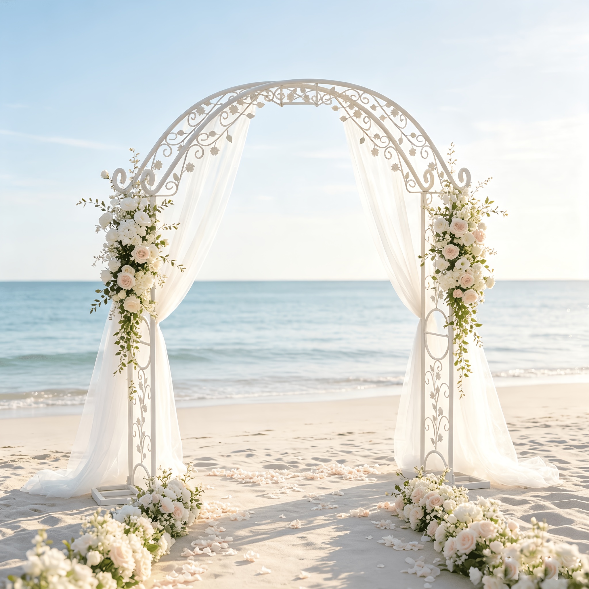 Image of 220x30x240cm White Large Wedding Arch Stand White Backdrop Metal Rack Exquisite Hollow Pattern Designed Arch Frame Outdoor Garden For Party Christmas Decor