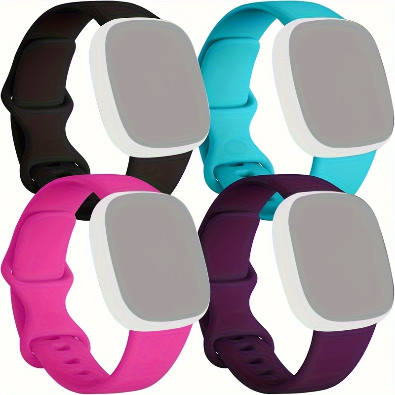 4Packs Without Dial Compatible With Fitbit Sense Sense 2 Versa 3 Versa 4 Women Men Silicone Sport Accessories Sport Band