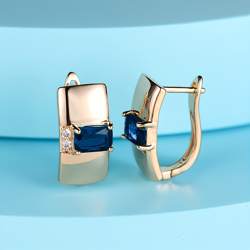 Image of 1 Pair Of Women's Fashionable Creative Hoop Earrings, Featuring Luxury With Synthetic Synthetic Zirconia Inlays, Perfect For Daily Wear, Festive Occasions, And Settings