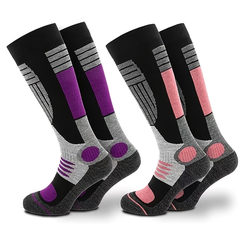 2 Pairs of Warm Elastic Skiing Socks, Unisex Fit