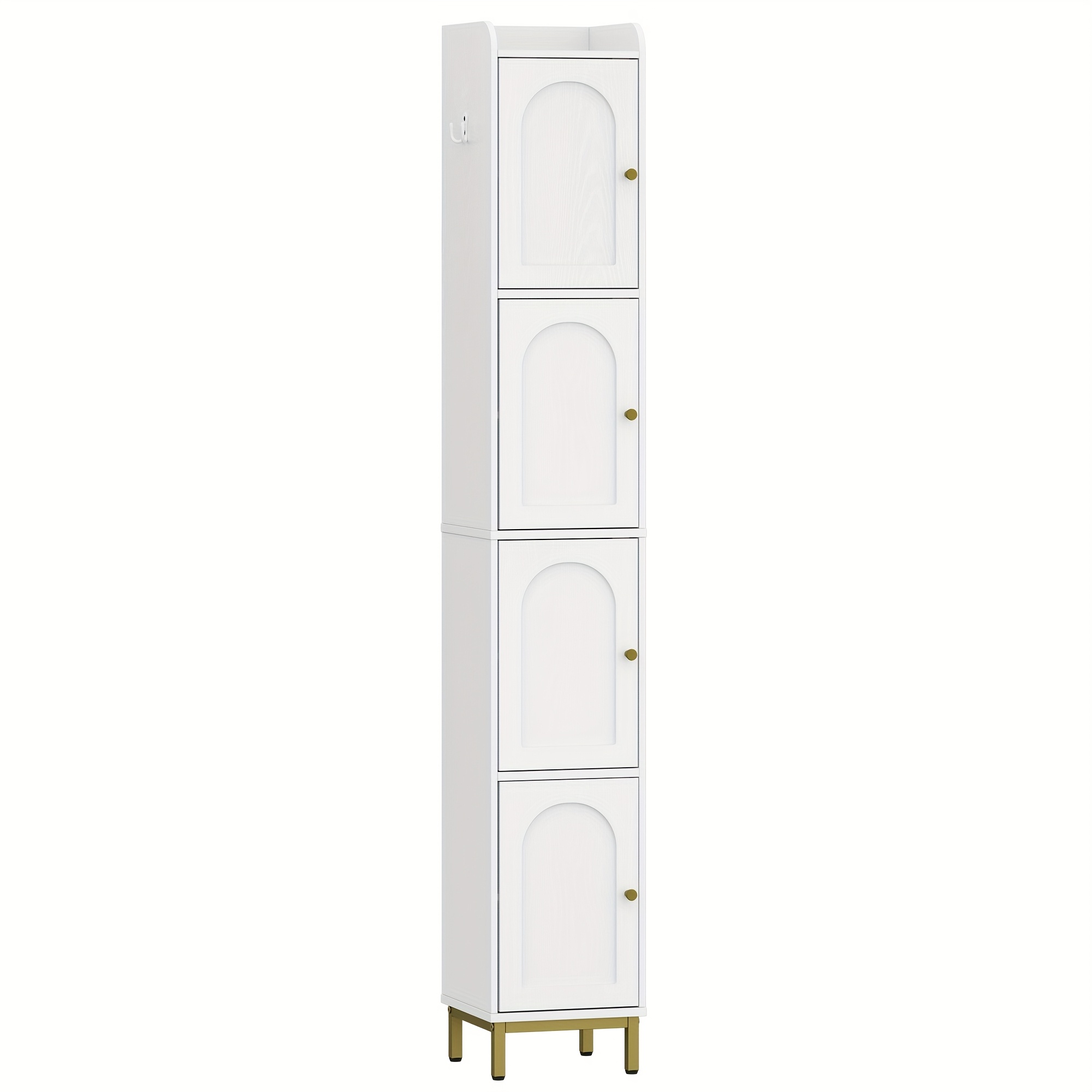 White Tall Bathroom Storage Unit With , , Adjustable Shelves, Suitable For Living Room, Kitchen, Or Bedroom, Dimensions: 28 X 28 X 180 Cm