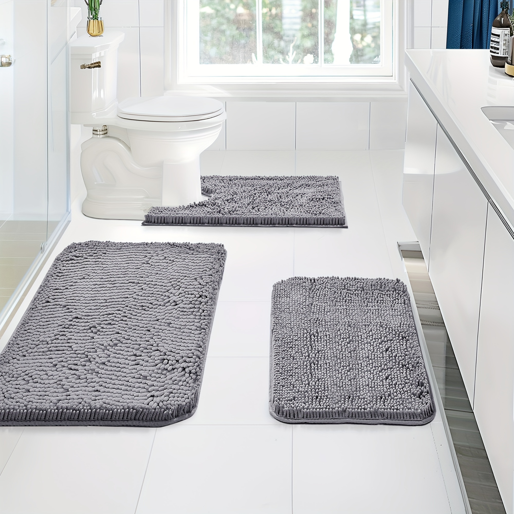 Bathroom Rugs Sets 2 Piece Grey, Bath Mat Set for Bathroom, shops Absorbent