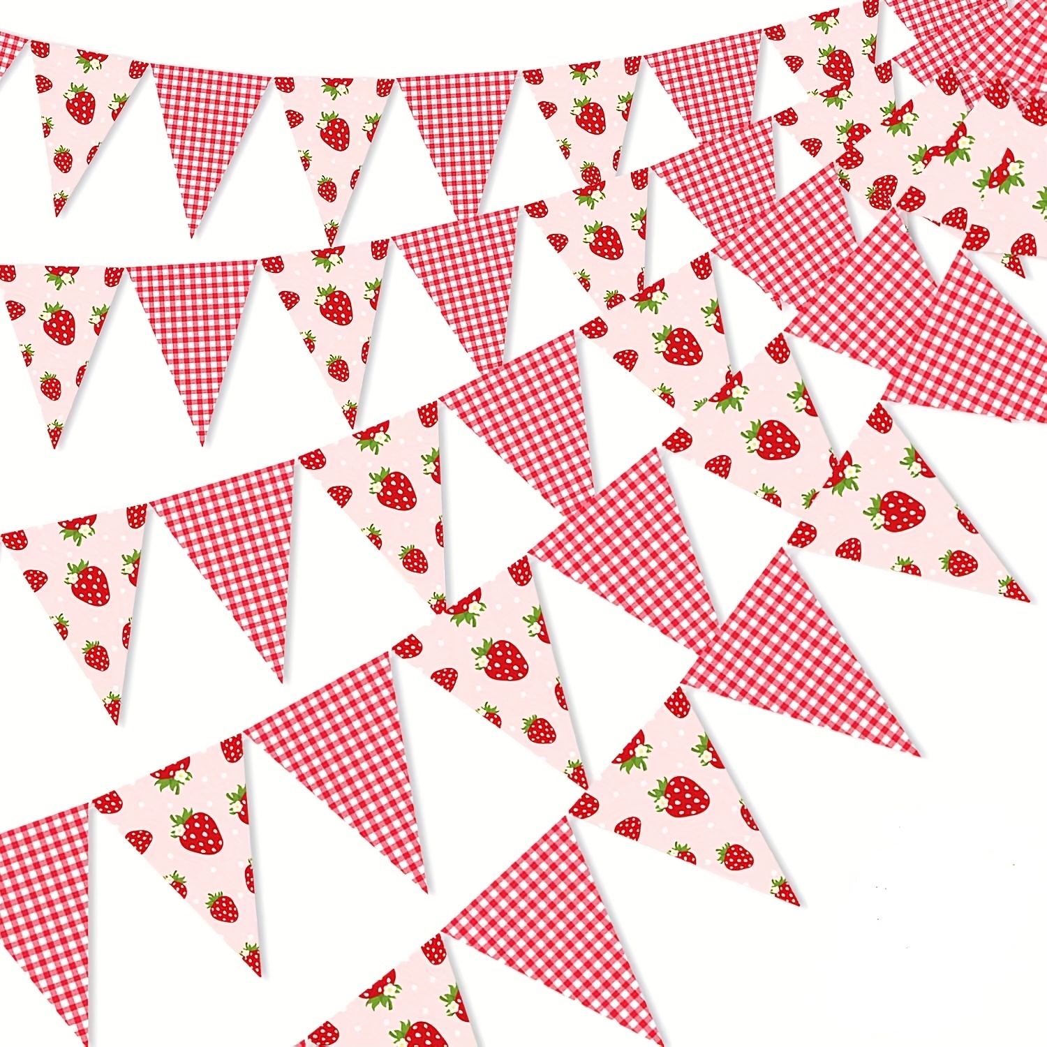 1 Set Of Strawberry-themed - Ready To Hang, Featuring Single-sided Paper Triangle Flags, Perfect For Girls' Parties, Berry-themed Birthday Celebrations, And Baby Shower Decorations