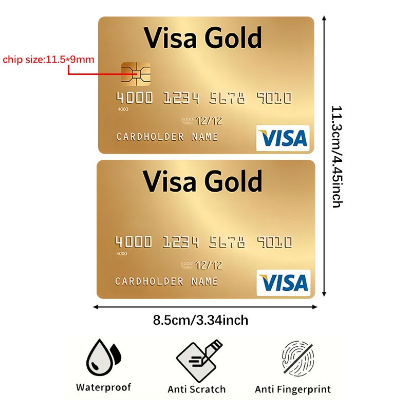 Image of Premium Fun Visa Golden Pattern Sticker Credit Card Sticker Used For Ebt, Transportation, Keys, Credit Cards, Debit Cards, Card Skins, Protect Bank Cards, No Bubbles, Suitable For Small Chip Cards