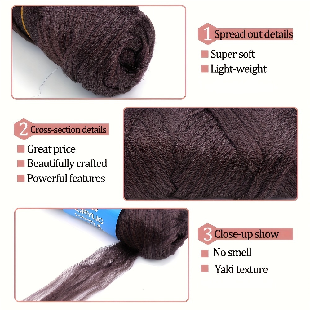 wool hair yarn for braids 23m wool hair acrylic yarn for african 3x box braids synthetic crochet braids hair extensions faux locs senegalese twist wraps knitting hair yaki texture 70g pack black brown red blue diy hairstyles details 11