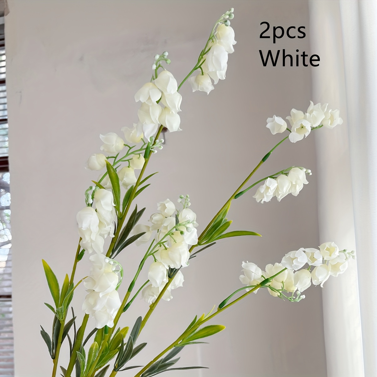 TEMU 2pcs Of Artificial Silk Wind Chime Flowers, Artificial Lily Of The Valley Flowers, Long Stem Inches (80cm). Suitable For Home, Wedding, Party