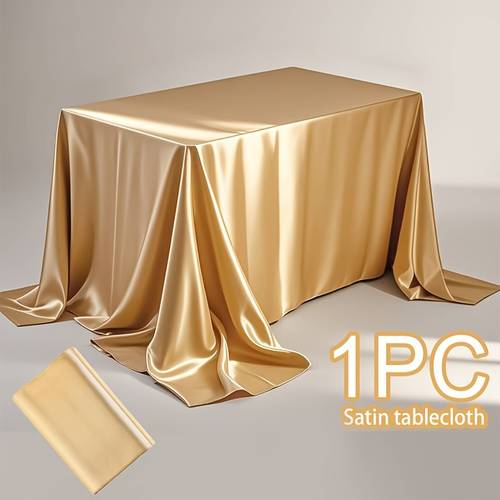 1pc satin tablecloth wedding rectangular tablecloth glossy tablecloth smooth fabric luxurious and suitable for weddings banquets parties birthday celebrations and table decorations multiple colors