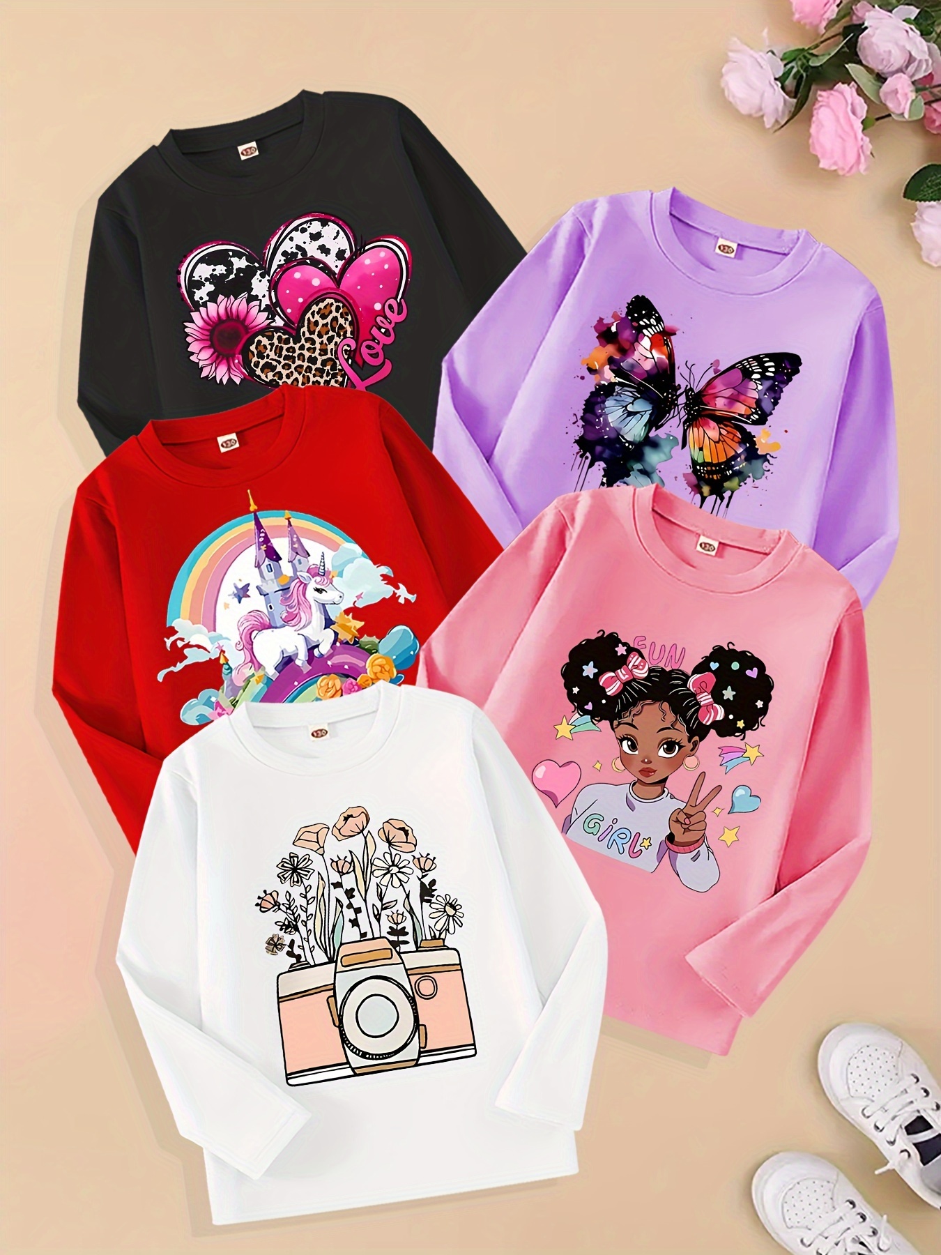 conjunto de camisetas de para meninas Temu Brazil