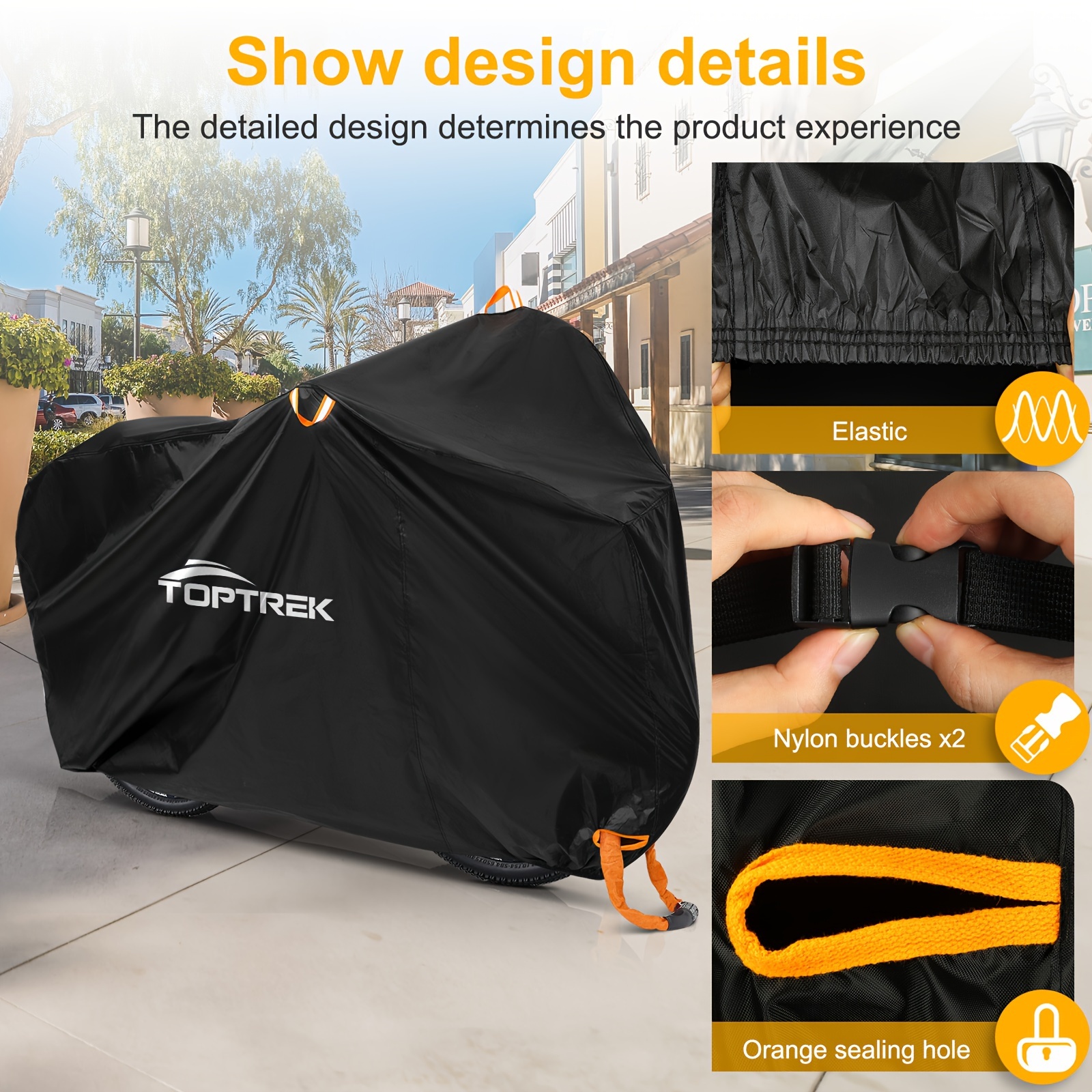 TOPTREK Pro-Grade 210D Oxford 3-Layer Bike Cover | 2 Sizes | Tear-Resistant Sun Shield | Secure Lock Hole | Travel Bag