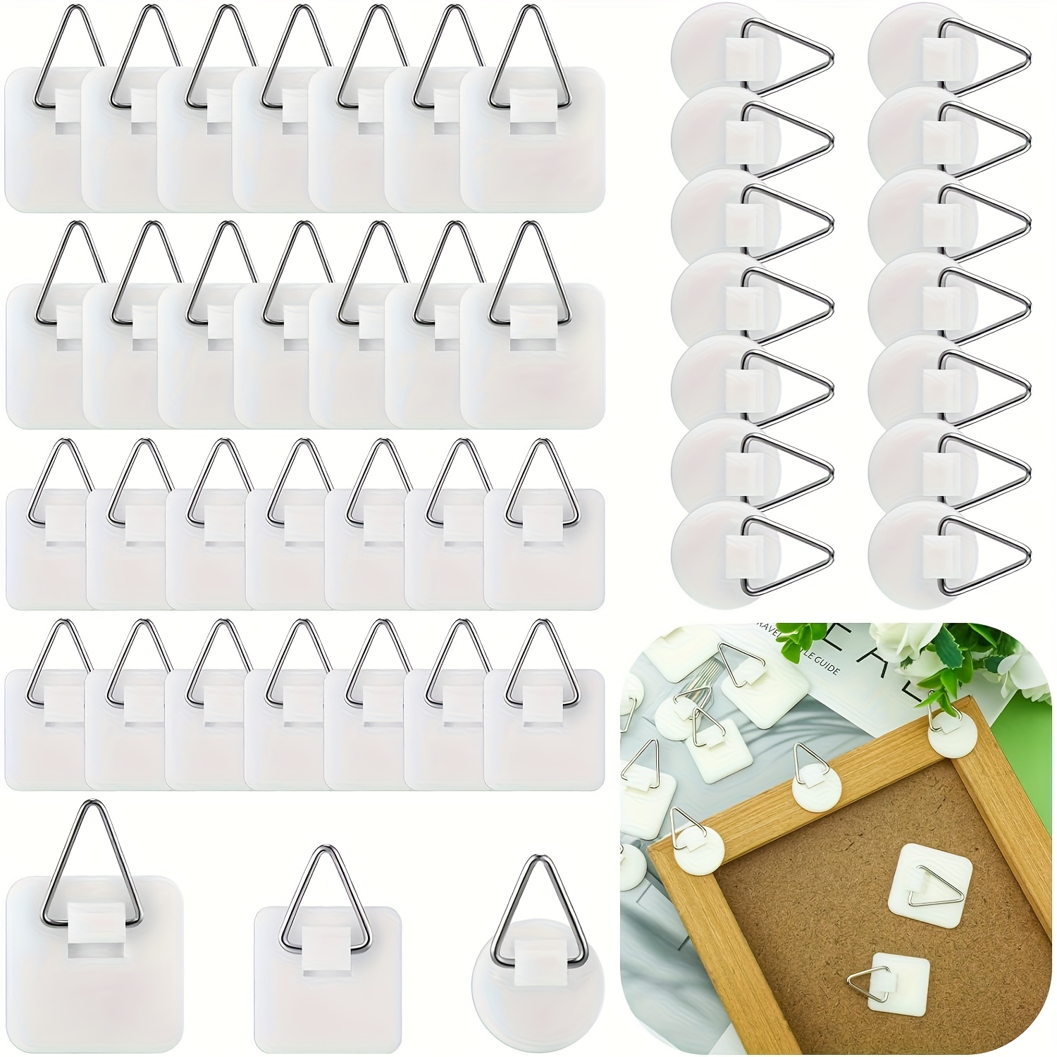 45 Adhesive Picture Hook Foam Picture Hook Nailless Plastic Picture Hook Adhesive Hook Suitable For Home Wall Art Painting Picture Frame Bathroom Cabinet Kitchen Door, White