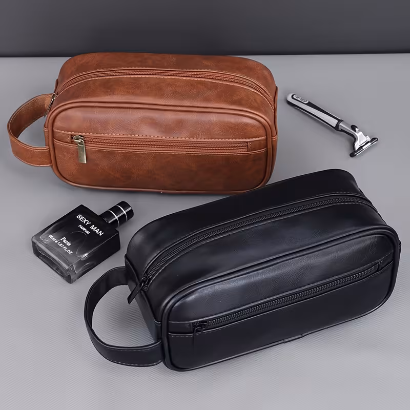 stylish toiletry bag portable makeup pouch large capacity durable pu material suitable for cosmetics and miscellaneous items Product details 0