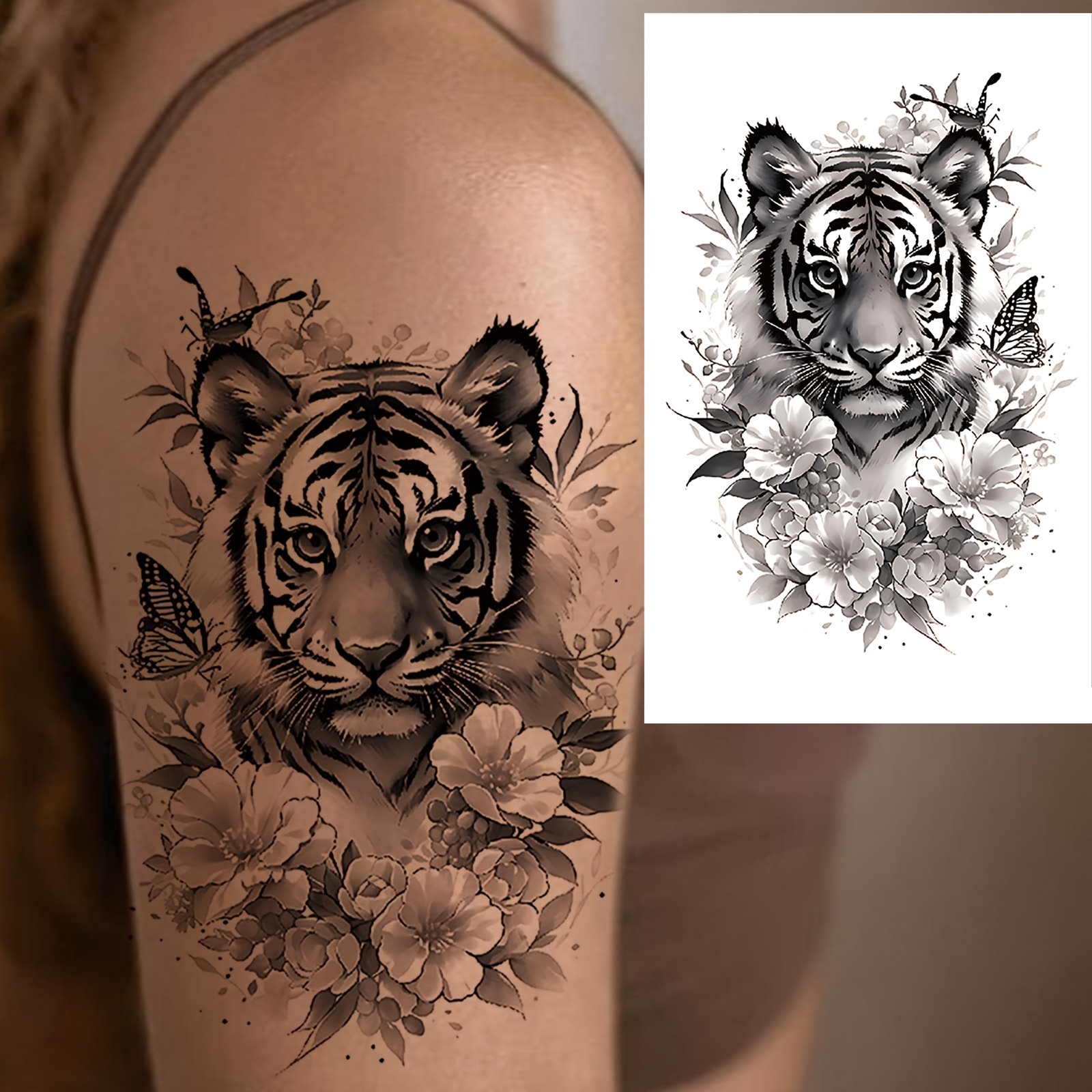 夏日必备！太阳蝴蝶手臂大腿纹身贴纸，持久防水不反光✨_化妆_淘宝美妆网, image size:1600x1600