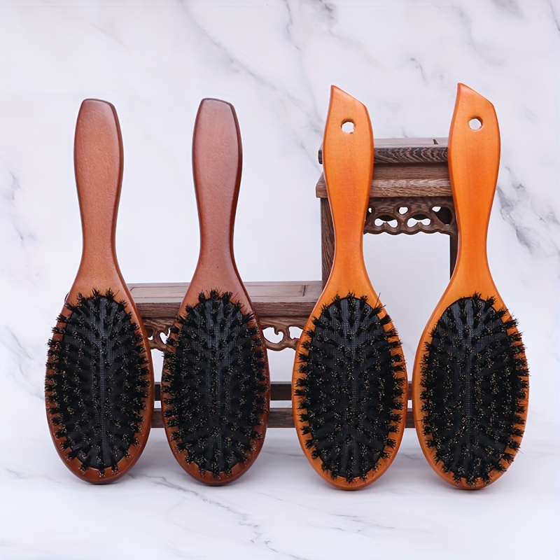 

1pc Wooden Handle Hairdressing Comb Bristle Hair Brush Scalp Massage Hair Brush Anti Static Hair Comb Styling Tool