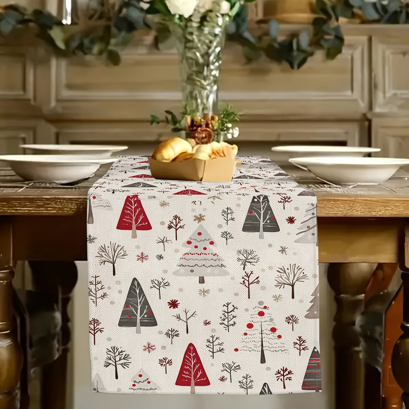 

Christmas Tree Pattern Table Runner - , Indoor/outdoor Holiday Dining And Party Decor