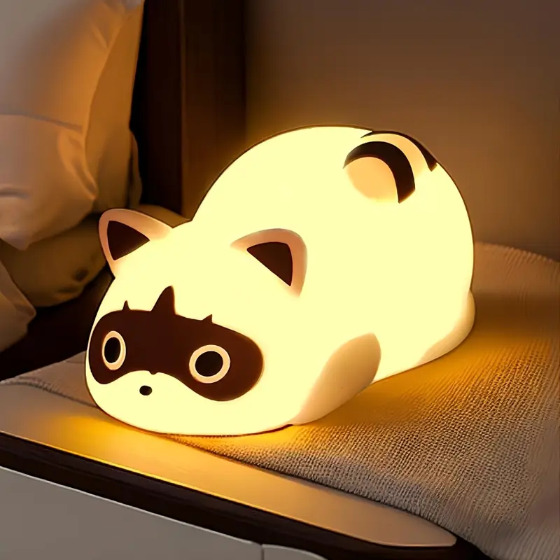 night light for kids raccoon cute led lamp bedside lamp baby nursery bedroom dimmable rechargable touch control table desk lamp cool stuff fun kawaii room decor aesthetic novelty accessories gift for women home decor easter gift Product details 0
