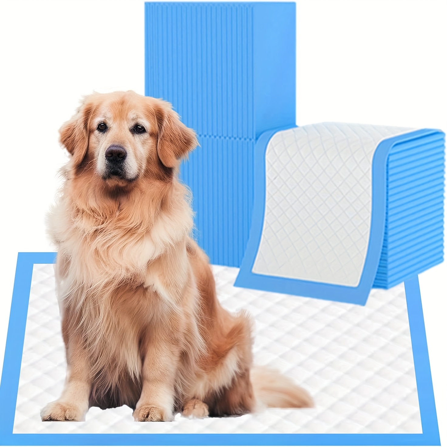 TEMU Puppy Pads - 32''x56'' Pee Pads For Dogs Potty Training With Leak-proof Quick-dry Design, 8-layer Pads For Dogs, Blue