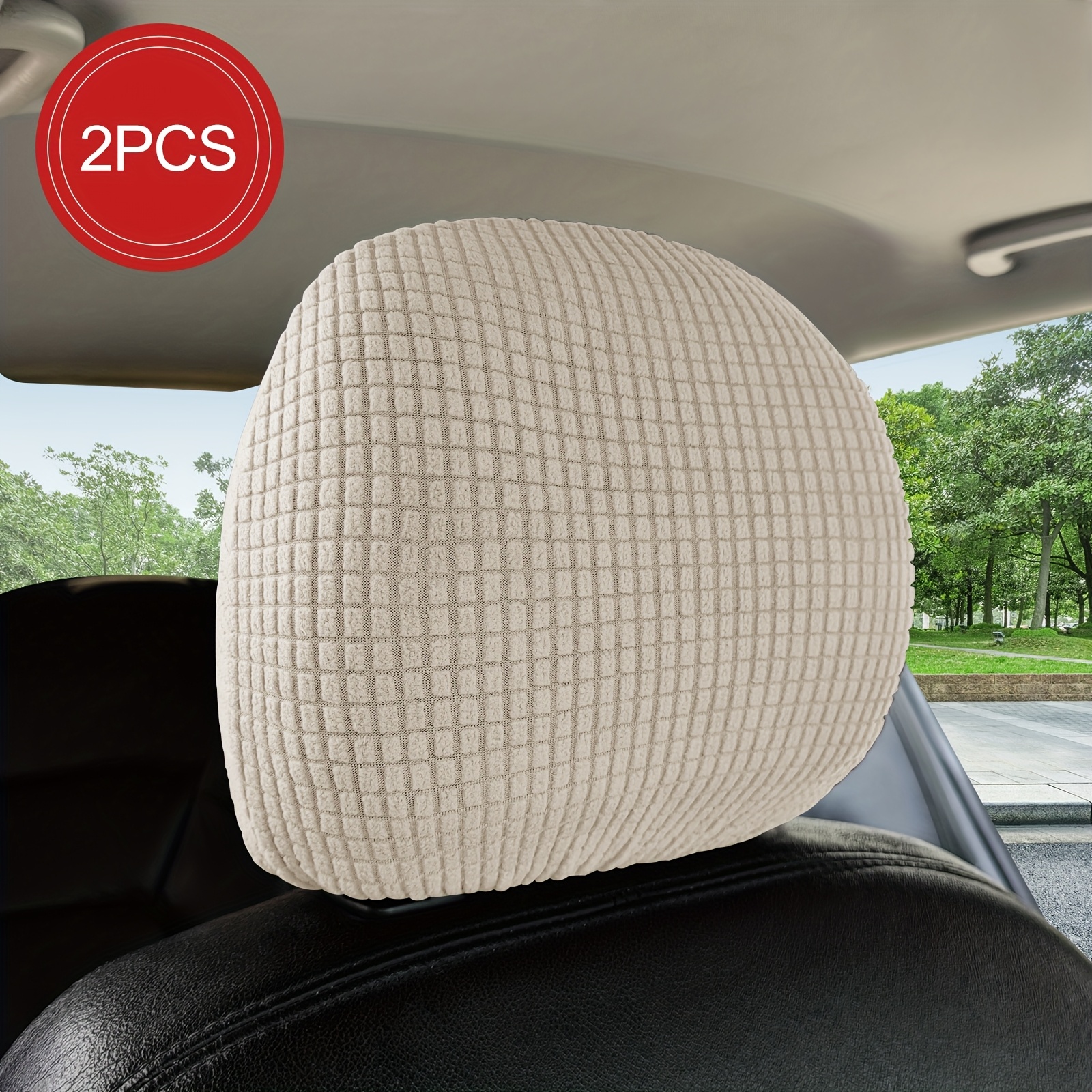 2pcs/3pcs Set Stretchable Headrest Covers For Car Seats, Washable, Removable, Breathable, Suitable For