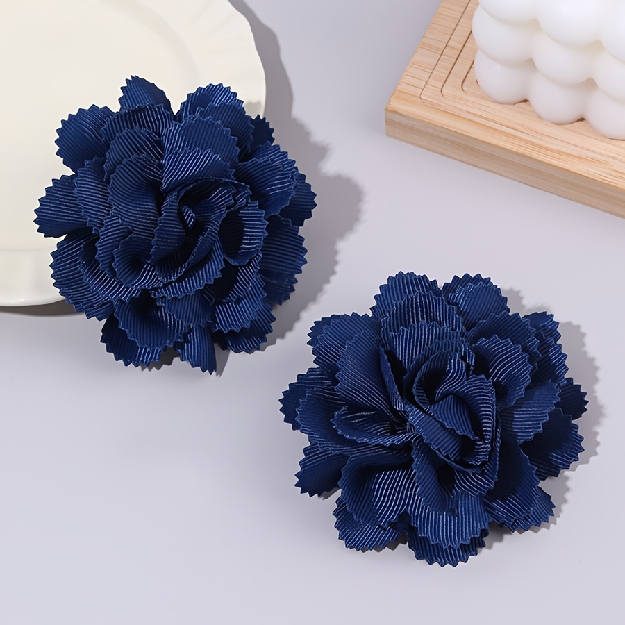 TEMU 2pcs Elegant Solid Floral Hair Ties For Women, Simple Grosgrain Ribbon Hair Elastics, Handmade High-elasticity Hair Bands, Versatile Hair