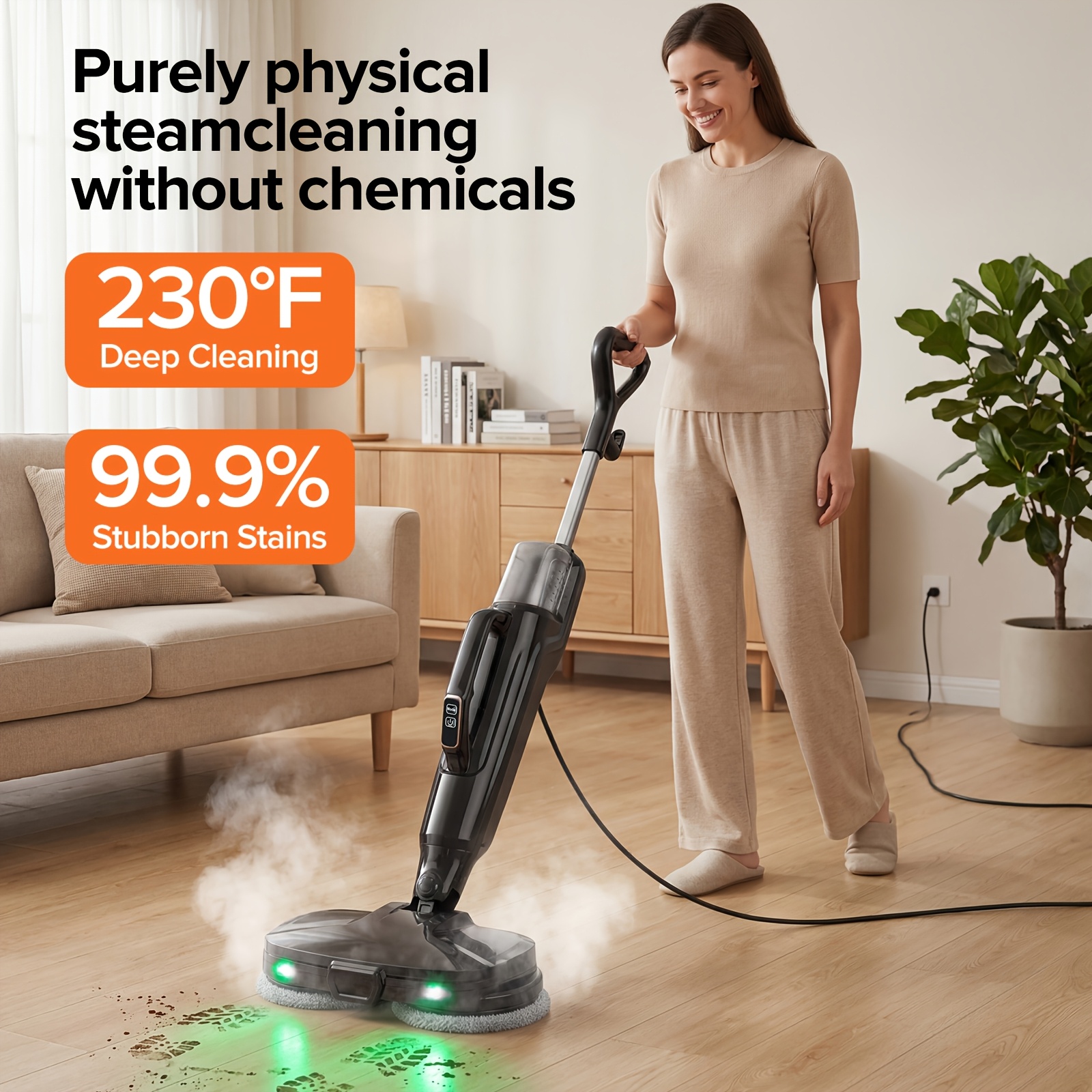Lubluelu 1380W 6 v 1 metla, čistilec, električna metla za odstranjevanje trdovratnih madežev, z rezervoarjem 500 ml, učinkovito in enostavno