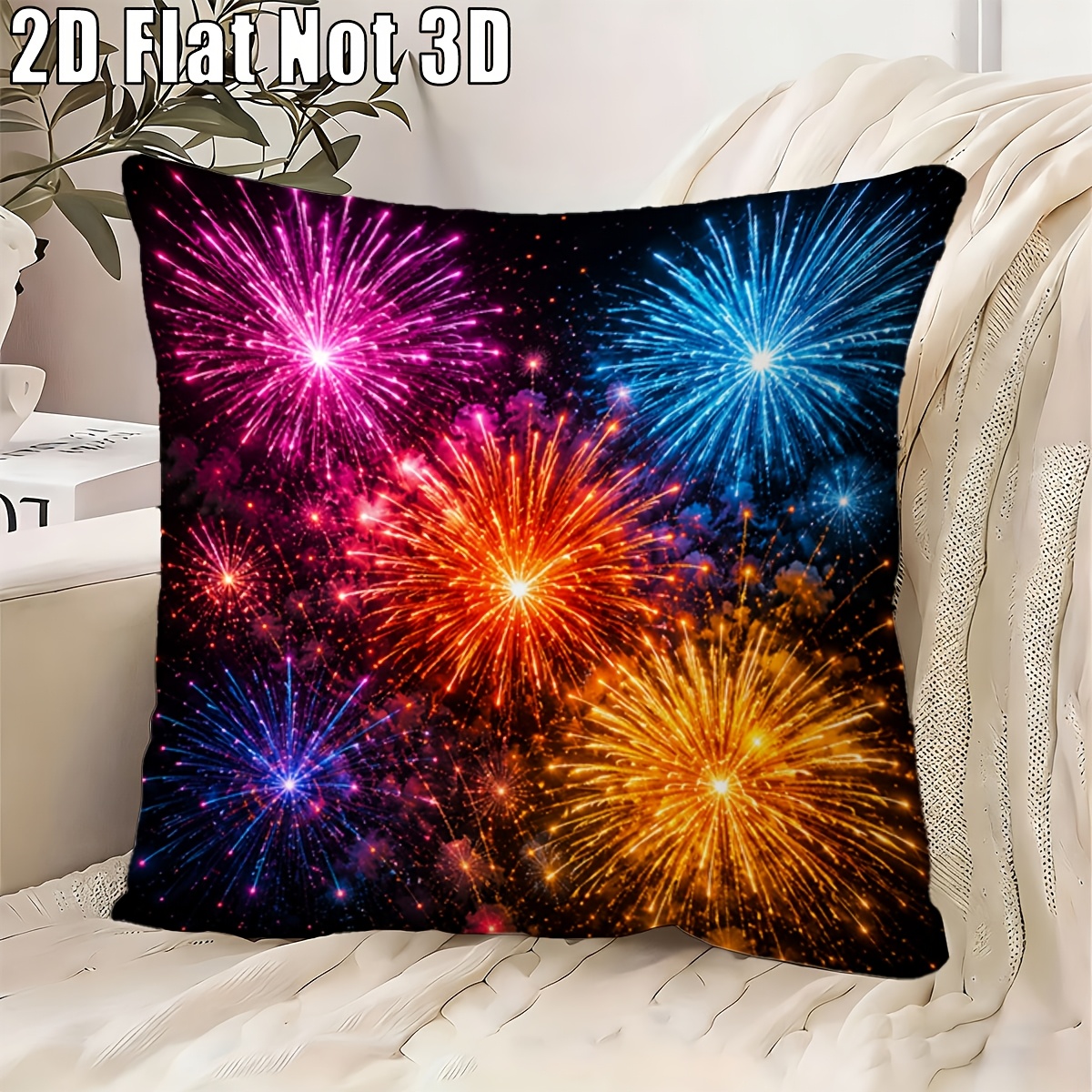 item picture 2d flat 1pc throw pillow covers fireworks bursting colorful patterned short plush pillowcases multi purpose   home decor cushion covers christmas gift for   filling not included decorating   room types