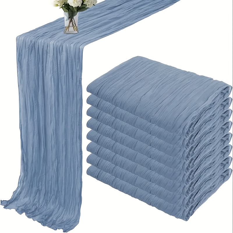 TEMU 12pcs Elegant Bohemian Style Cheese Tablecloth - Rustic Polyester Table Decor, Suitable For Weddings, Bridal Showers, And Fine Dining, Perfect