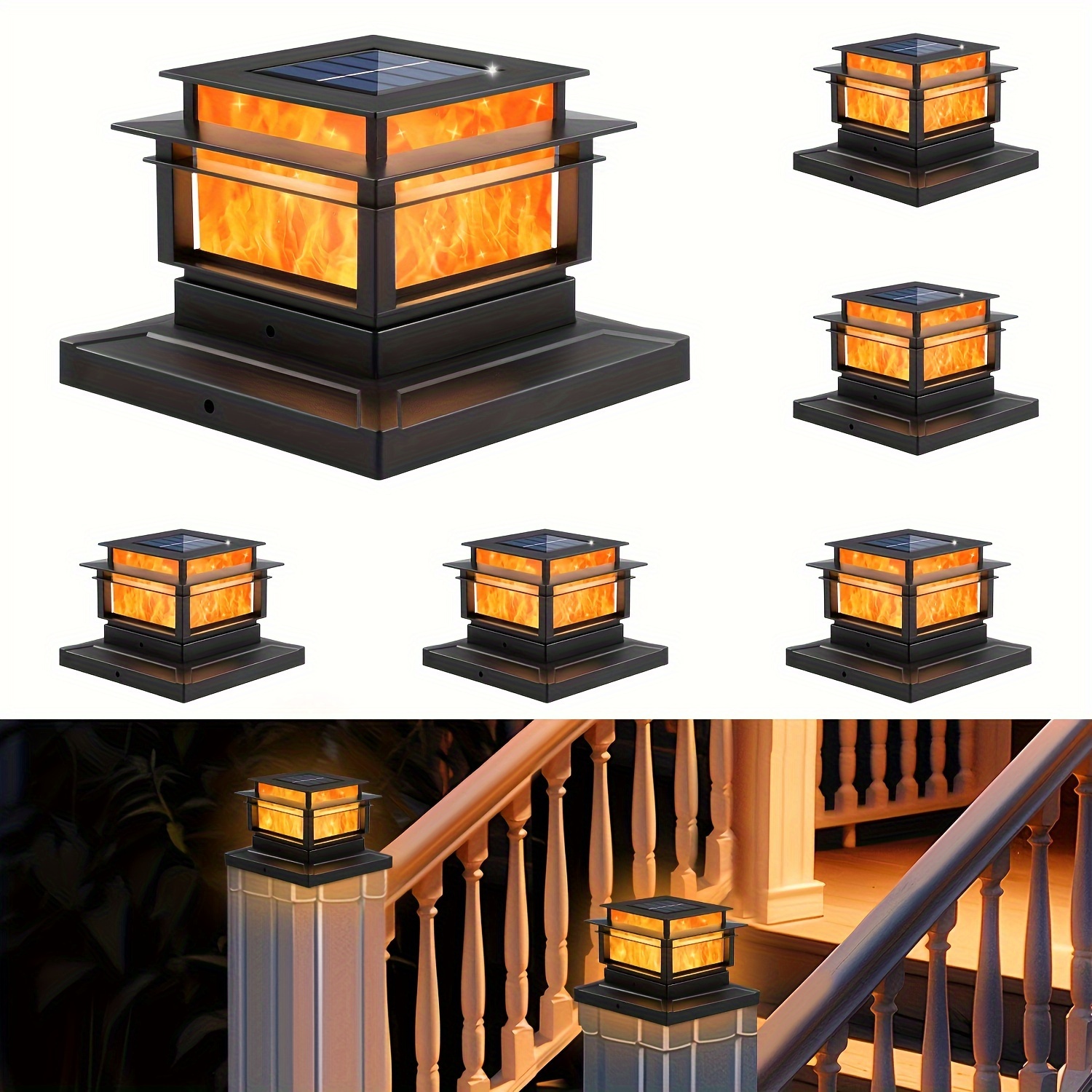 

6pcs Solar Column Cover Light, Outdoor Bright Led Solar Fence Deck Light For Solar Light Garden Porch Patio Stair Decoration