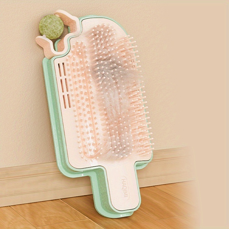 TEMU Cat - Wall - Mounted Combo: Self - Grooming Brush And Entertaining Feather Wand