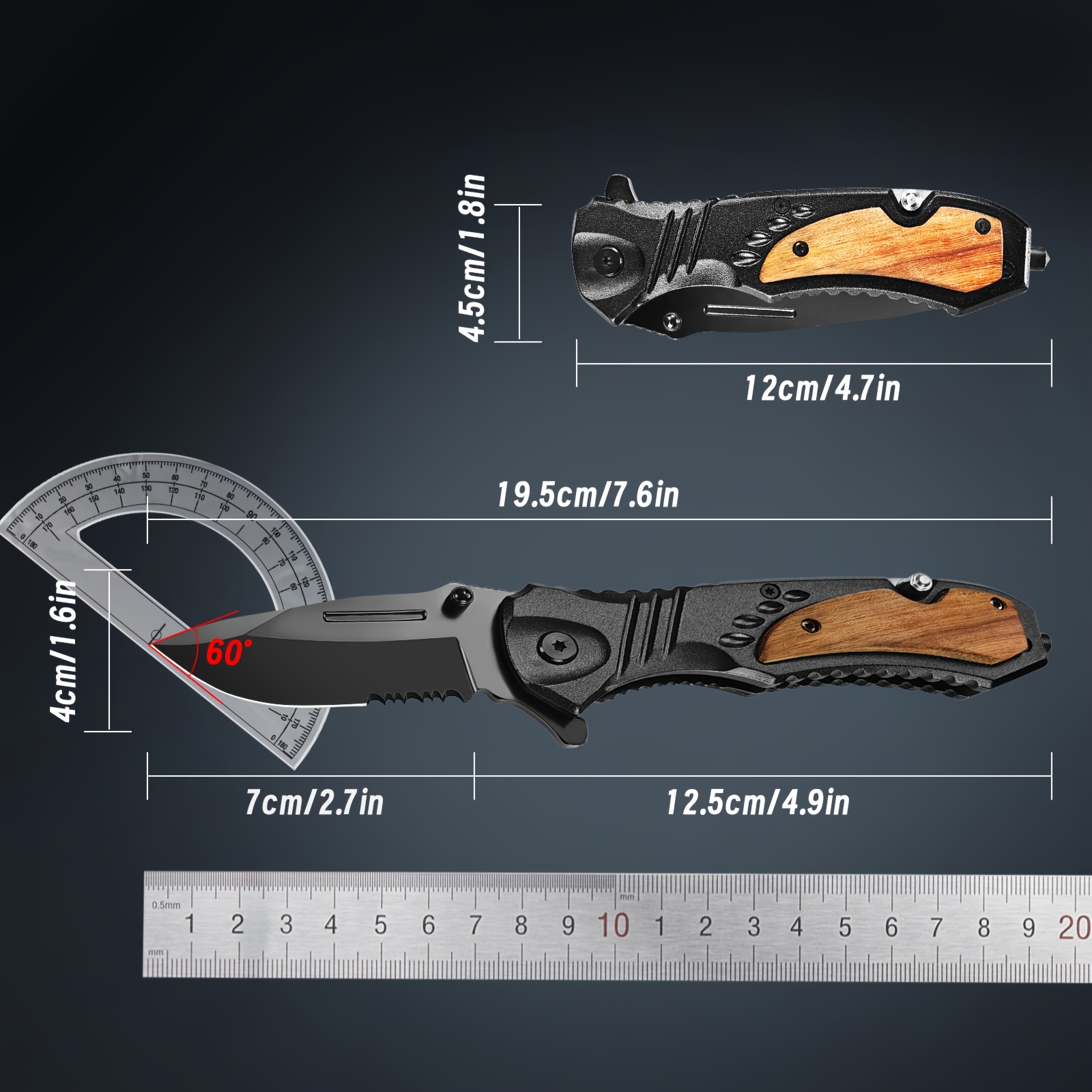 TEMU Multi-tool Pocket Knife 4in 1 With Rope Cutter, Blade, Window Breaker, Bottle Opener, , Suitable For Camping, Outdoor Survival Knife, Emergency Use, Perfect Gift For Men And Dads