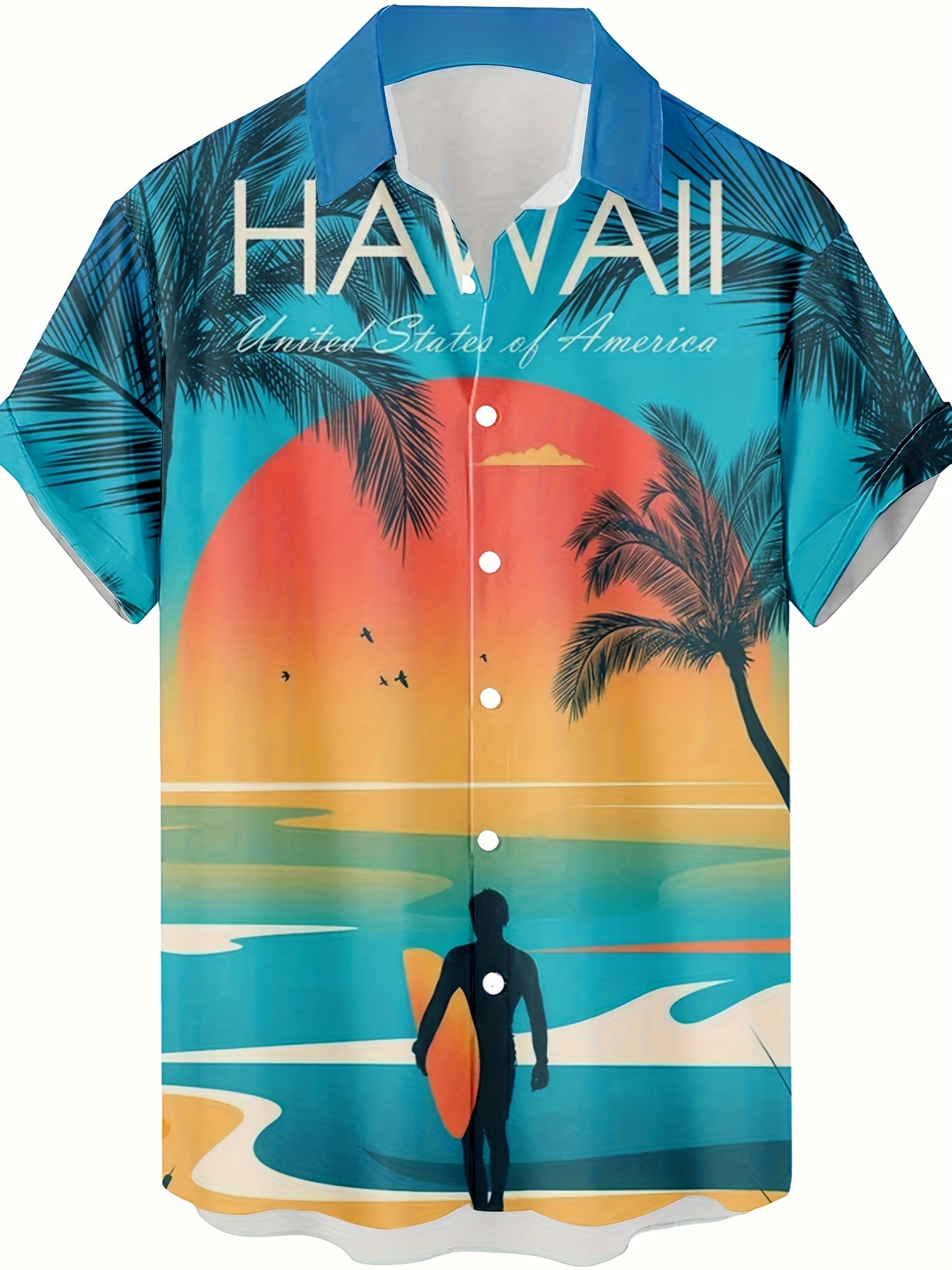 Camicia Uomo Maniche Corte Stampa Surf Stile Hawaiano Casual Versatile Per Uscite Quotidiane_viptrois.com