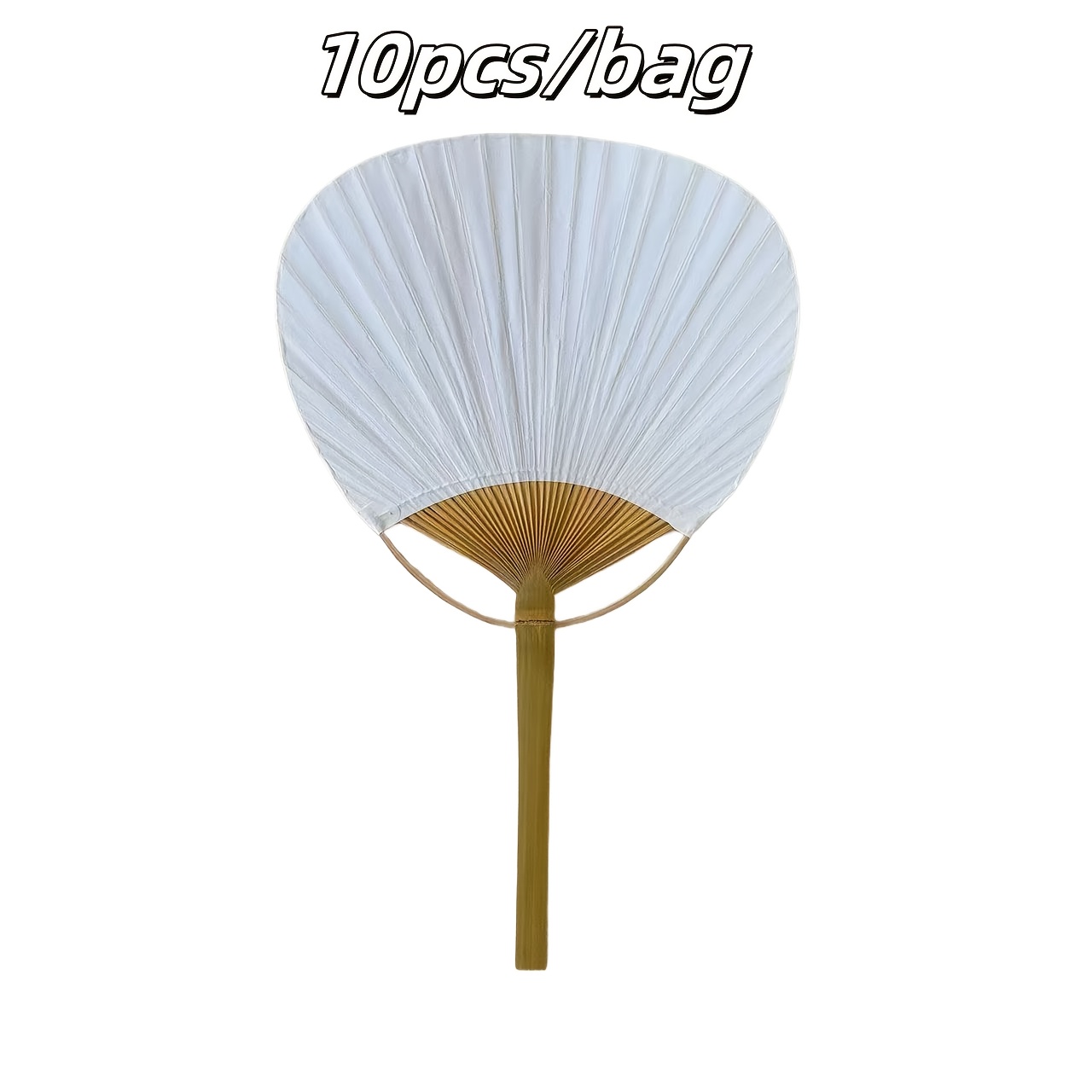 10pcs White Paddle Fans Bamboo Handle Fan Wedding Diy Drawing Paddle Fan