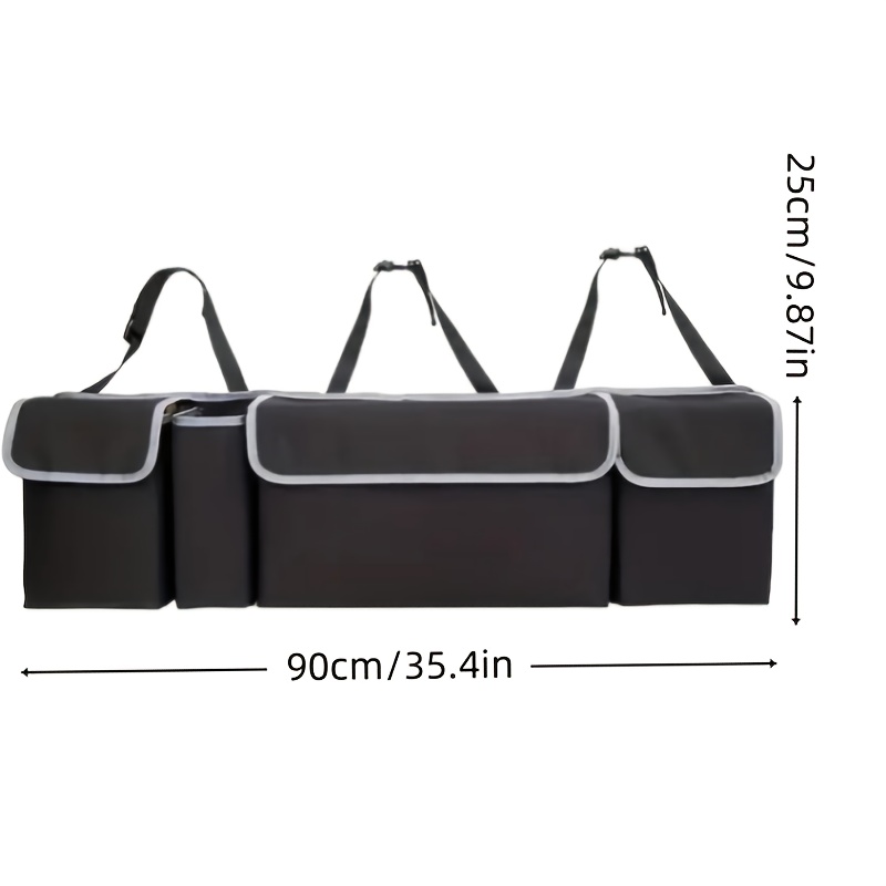 E-shop 1/2/3 Oxford Material Multifunktionaler Auto Kofferraum Organizer mit 4 großen und 3 verstellbaren Riemen, Universelle Fahrzeug Rücksitz