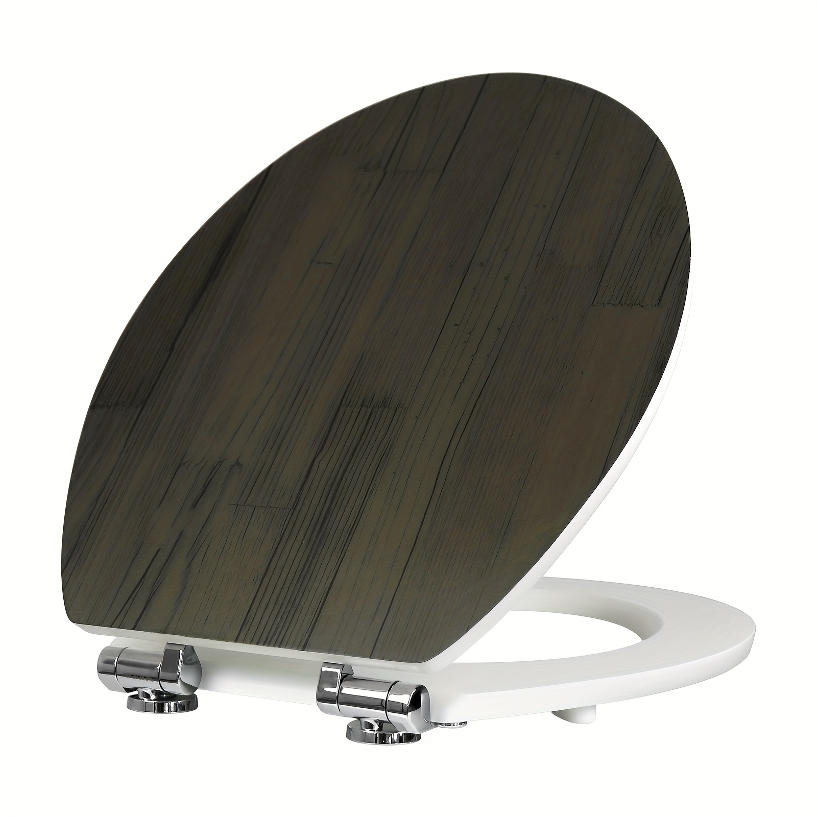 Toilet Seat With Mechanism, O-shape, Toilet Lid With Wooden Core, Single-sided Printed Pattern, European Standard, No Electricity Needed Wc Sitz