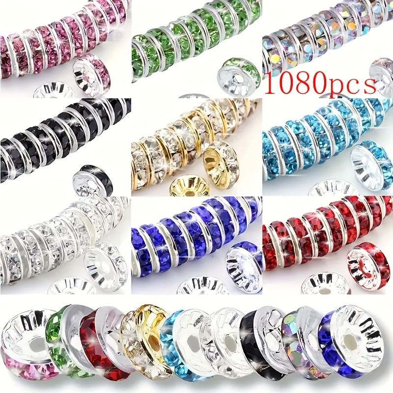 Image of 1080 Random 8mm Colorful Crystals And Rhinestone Spacer Beads Are An For Jewelry Making, Necklaces, Bracelets, And Pendants, Suitable For Winter And New Year