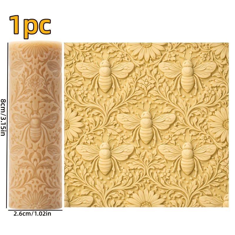 1pclittle Bee Texture Embossing Polymer Clay Texture Roller - Nástroj na razenie textúr, vhodný na Valentína, Veľkú noc a jar