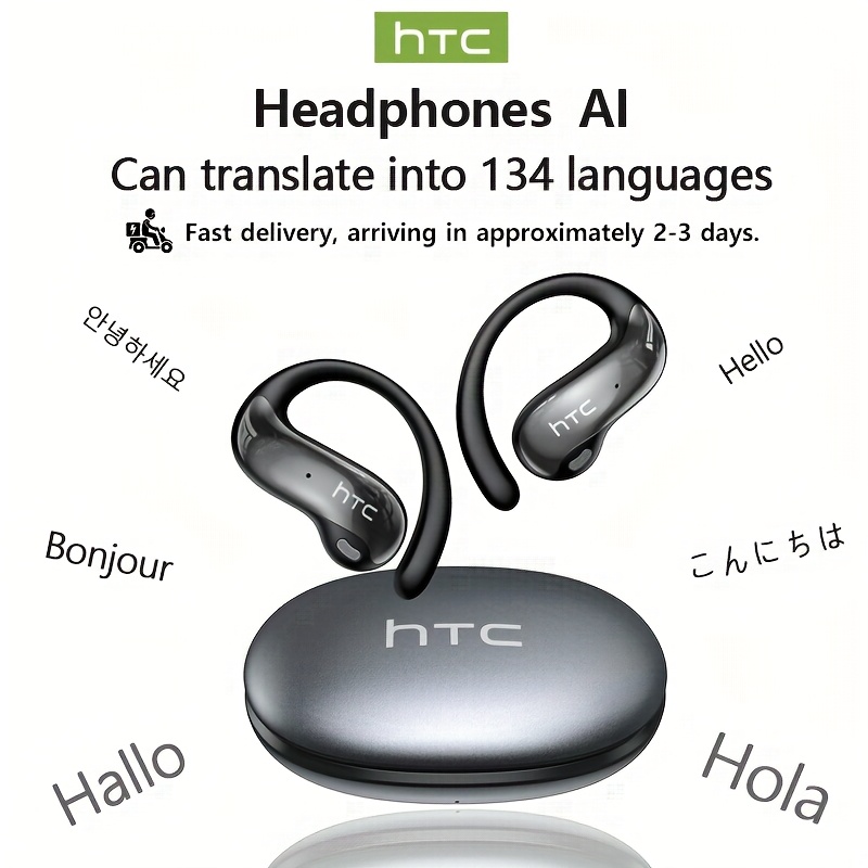 The HTC NE19 New AI Translation Earbuds (TWS) Support 134 Languages, Are Wireless Open-ear, Bluetooth 5.4 HiFi Audio, And Offer Long Battery Life, Making Them Suitable for Sports And Casual Attire. These Hands-free Wireless Earbuds Are Perfect — Zaynora Luxury Marketplace