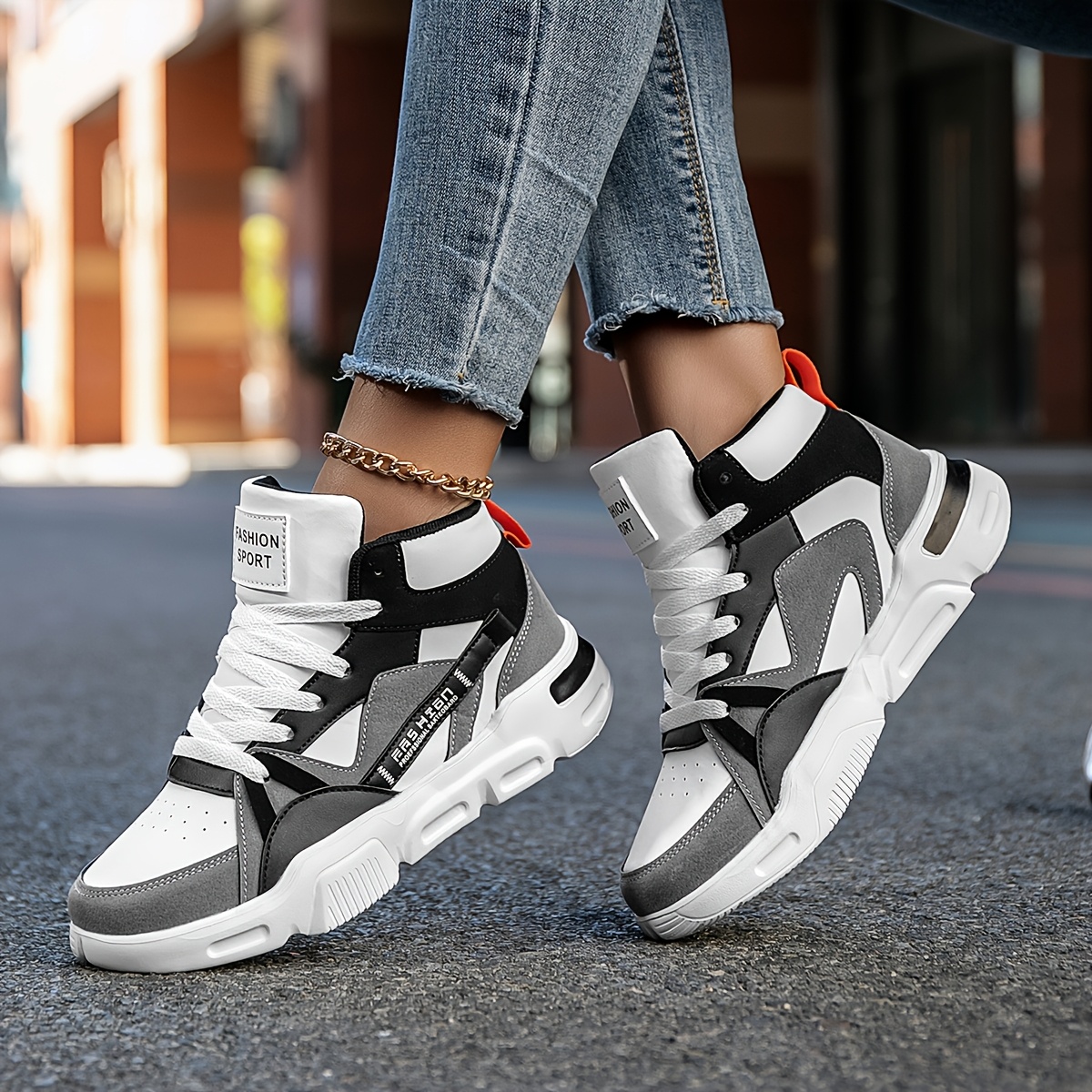 womens lightweight high top skate sneakers color block Temu Slovakia