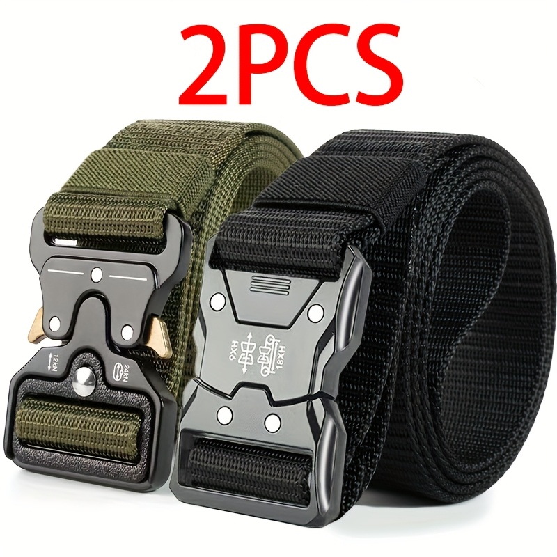 2 piece men   s   belt   release metal   adjustable and durable belt suitable for hiking camping work travel sports and daily   style belt set perfect gift for father   s day christmas and other