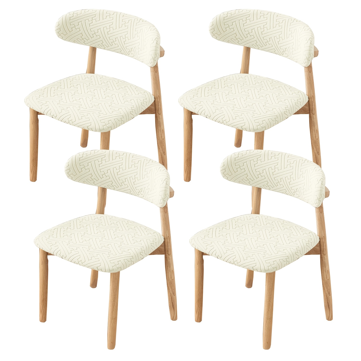 TEMU 4/6 Sets Horn Chair Covers, Backrest Split Dining Chair Covers, Solid Wood Chair Curved Stool Covers, Chair Covers, Horseshoe-shaped Cushion And