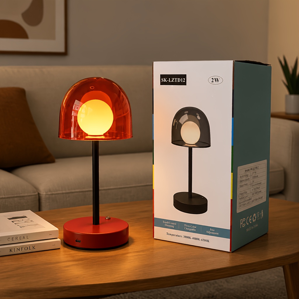 TEMU Lampe de bureau LED portable, lampe de lecture, 3 couleurs à intensité variable, rechargeable par USB, interrupteur tactile, convient pour