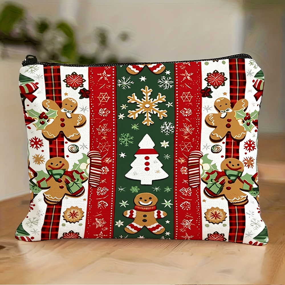TEMU Bolsa de maquillaje/bolsa de tocador con impresión 2D con temática navideña, que como el hombre de jengibre, de Navidad, , etc. Impresión ,