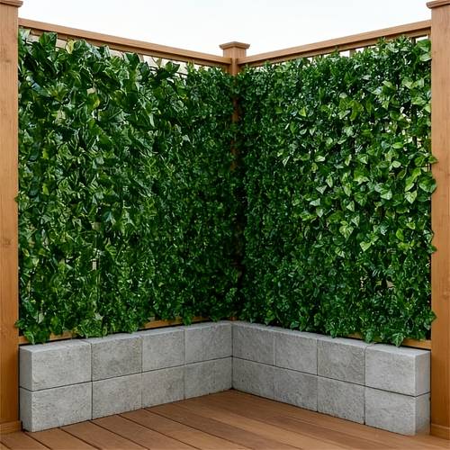 4 paneles de valla de privacidad de artificial de 21.14 pulgadas - pantalla de plantas verdes de plástico para exteriores , con paneles fáciles de instalar y asiento para , pared de jardín para todo , adecuada para , vallas de piscina