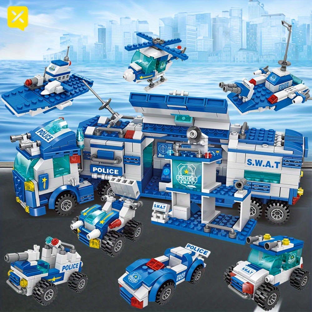 700pcs   police   car building blocks vehicles truck   figure brick toys childrens construction tool kit toys police car holiday gifts thanksgiving halloween christmas   and role playing toys boys and girls