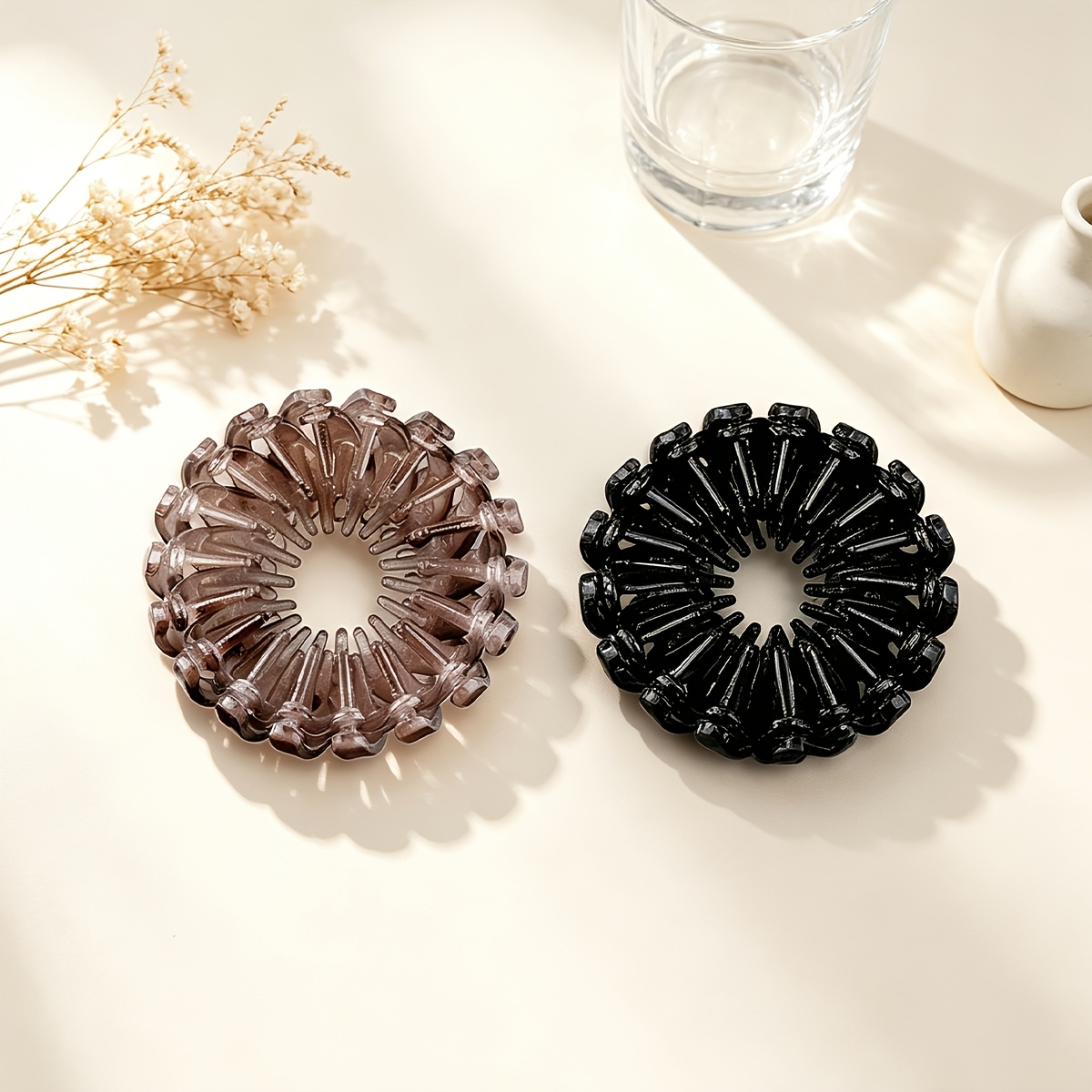 TEMU 2pcs Pinces à Cheveux Magiques Nid d'Oiseau Tendance pour Femmes, Élastiques à Cheveux Extensibles pour Queue de Cheval, Chouchous Rétro