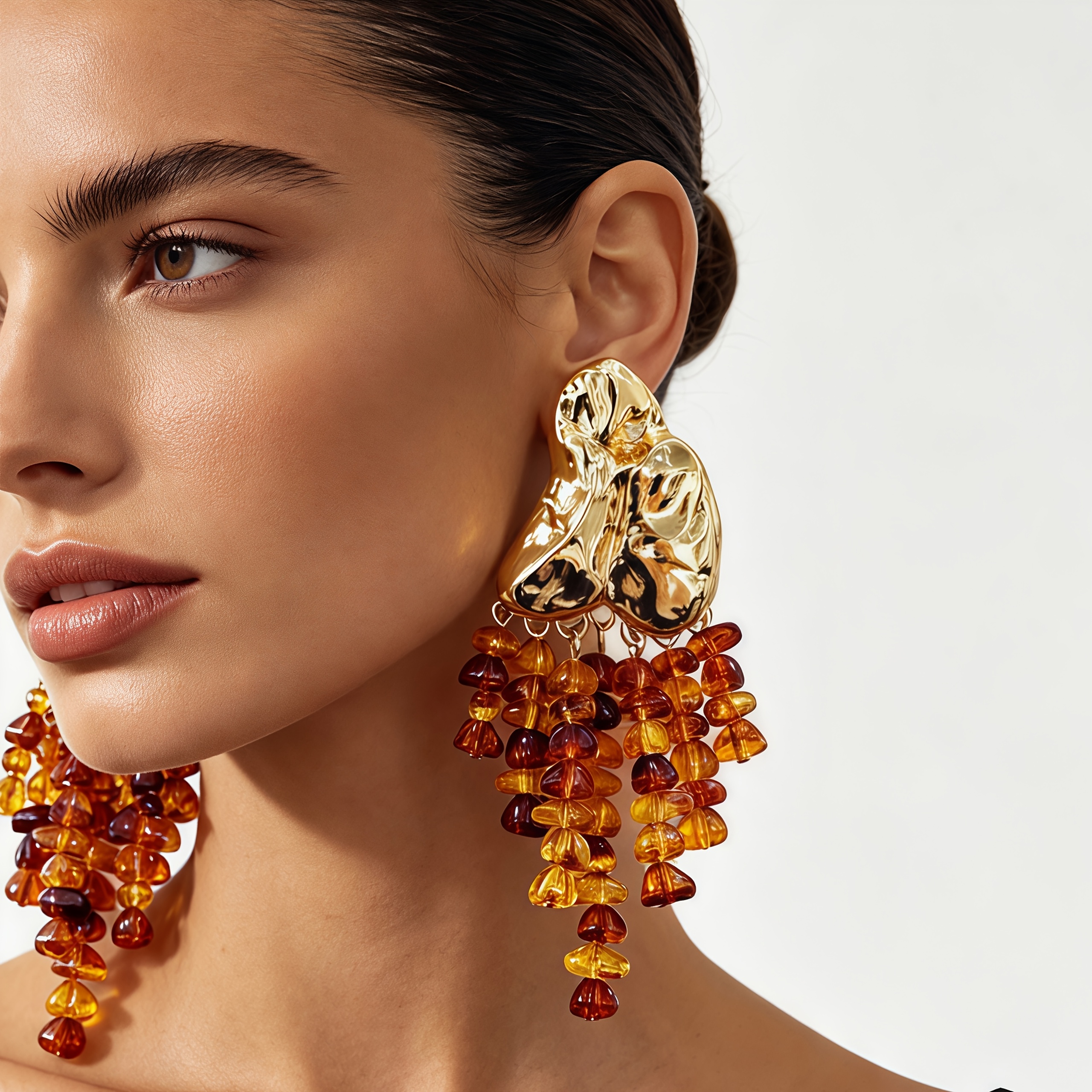 Women's Ruched Texture Irregular Metal Plate Drop Earrings
