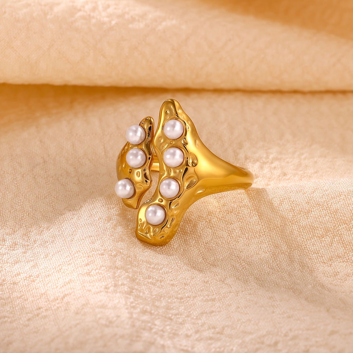Women's Fishtail-Shaped Wide-Band Ring, 18K Gold-Plated