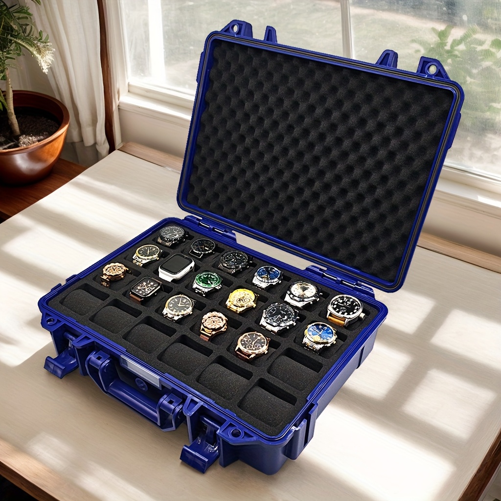 premium watch and jewelry storage case protective box multifunctional wristwatch jewelry organizer suitcase durable hard shell design shockproof and dustproof suitable for store display home storage business travel Product details 3